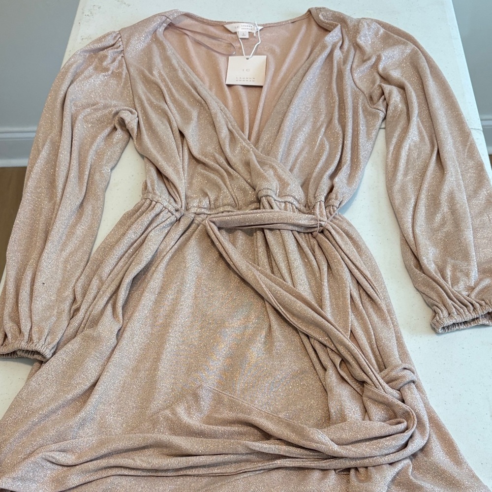 Lauren Conrad - Long Sleeve Wrap Dress in Blush